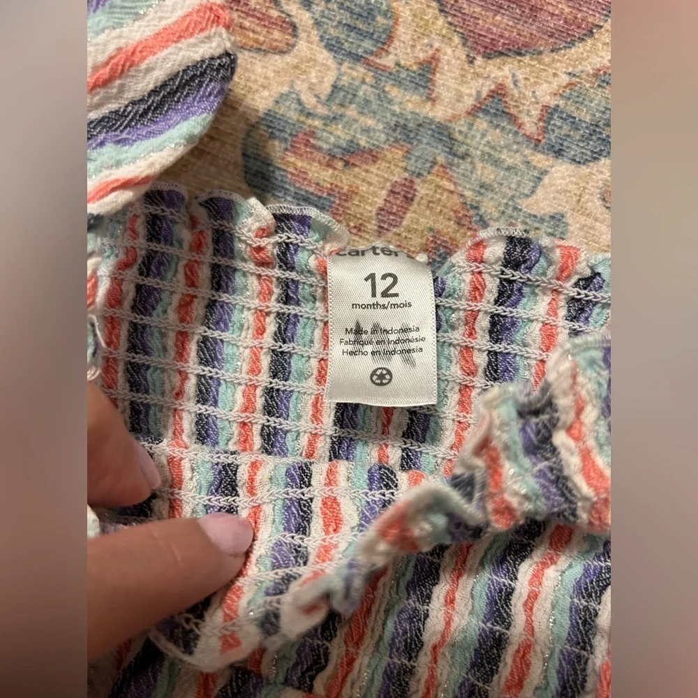 Striped Top and Gray Shorts Set size 9-12 months